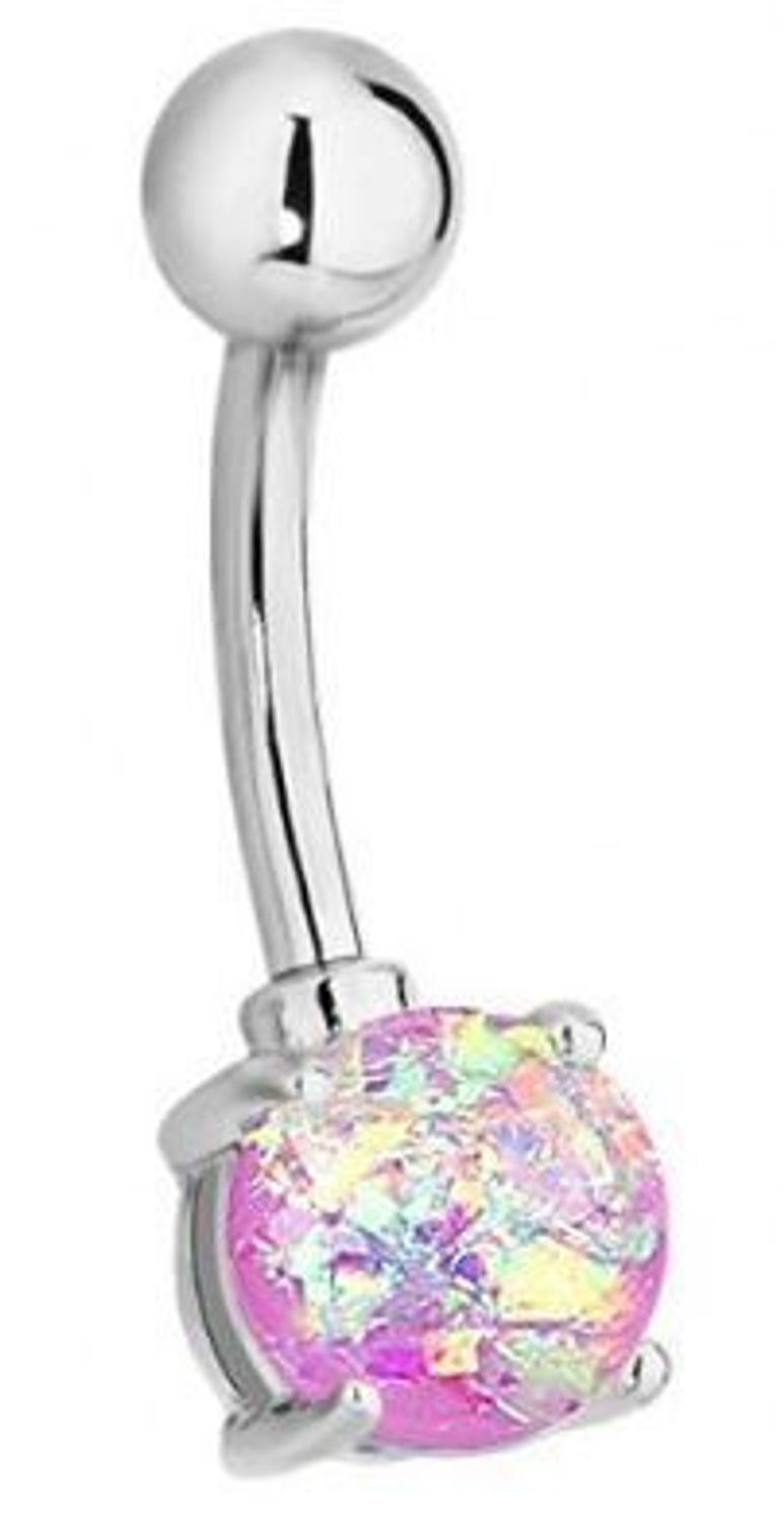 Kolczyk do pępka z opalem  DIA-PB509 CS-FIOLETOWY  Syntetyczny opal, stal chirurgiczna.jpg